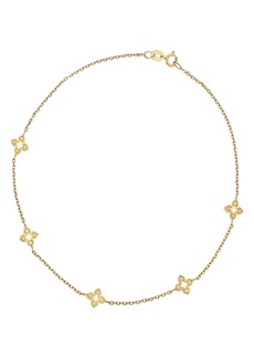 CANDELA JEWELRY 10K Yellow Gold Flower Station Necklace at Nordstrom Rack