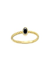 CANDELA JEWELRY 10K Yellow Gold Oval Onyx Ring - Size 7 in Gold/Black at Nordstrom Rack