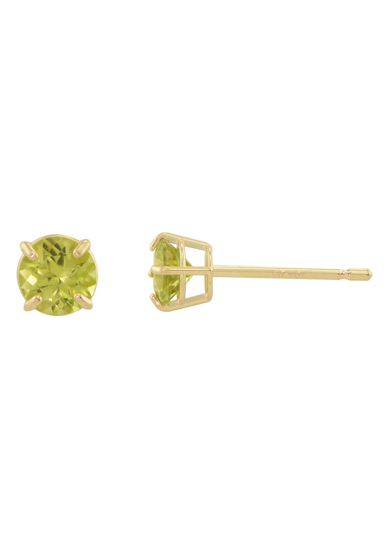 CANDELA JEWELRY 10K Yellow Gold Round Peridot Stud Earrings in Green at Nordstrom Rack