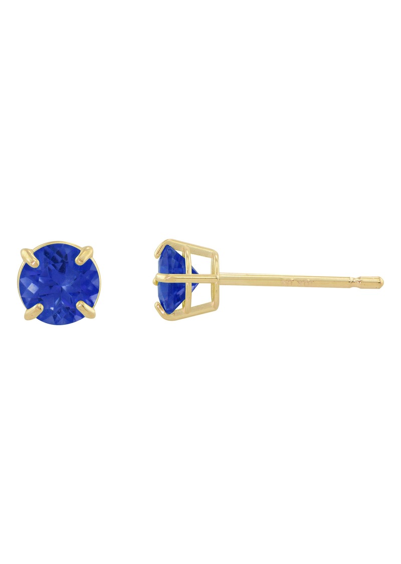 CANDELA JEWELRY 10K Yellow Gold Round Sapphire Stud Earrings in Blue at Nordstrom Rack