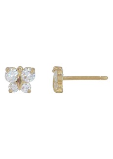 CANDELA JEWELRY 14K Gold CZ Butterfly Stud Earrings in Clear at Nordstrom Rack