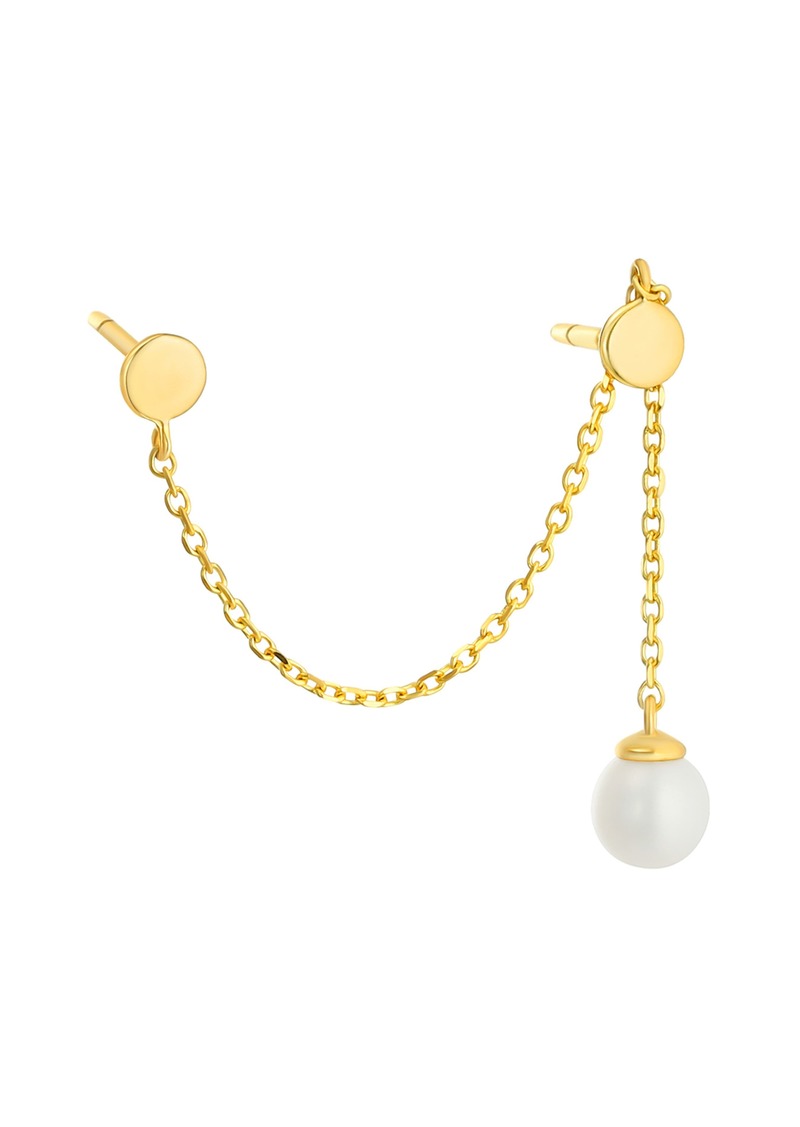 CANDELA JEWELRY 14K Gold Freshwater Pearl Double Piercing Earring in White at Nordstrom Rack