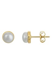 CANDELA JEWELRY 14K Gold Freshwater Pearl Stud Earrings in White at Nordstrom Rack
