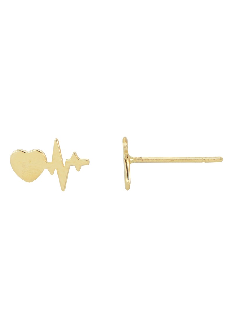 CANDELA JEWELRY 14K Yellow Gold Heart Heartbeat Line Stud Earrings at Nordstrom Rack
