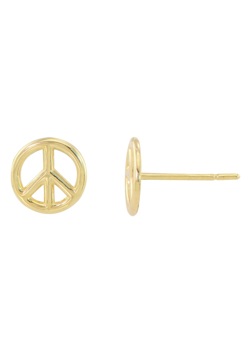 CANDELA JEWELRY 14K Yellow Gold Peace Sign Stud Earrings at Nordstrom Rack