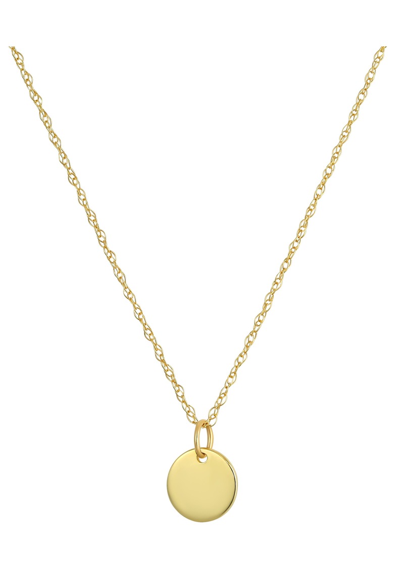 CANDELA JEWELRY 14K Yellow Gold Round Dog Tag Pendant Necklace at Nordstrom Rack