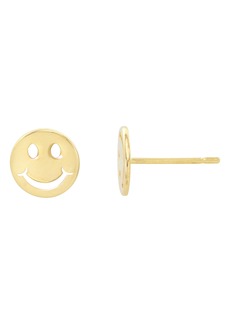 CANDELA JEWELRY 14K Yellow Gold Smiley Face Stud Earrings at Nordstrom Rack