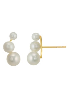 CANDELA JEWELRY Pearl Ear Climber Stud Earrings in White at Nordstrom Rack