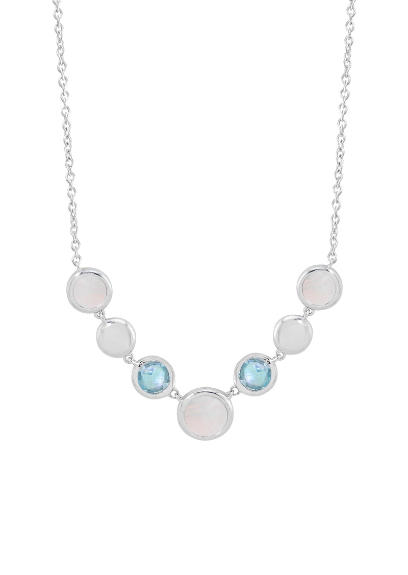 CANDELA JEWELRY Sterling Silver Blue Topaz & Mother-of-Pearl Frontal Necklace in Blue Multi at Nordstrom Rack