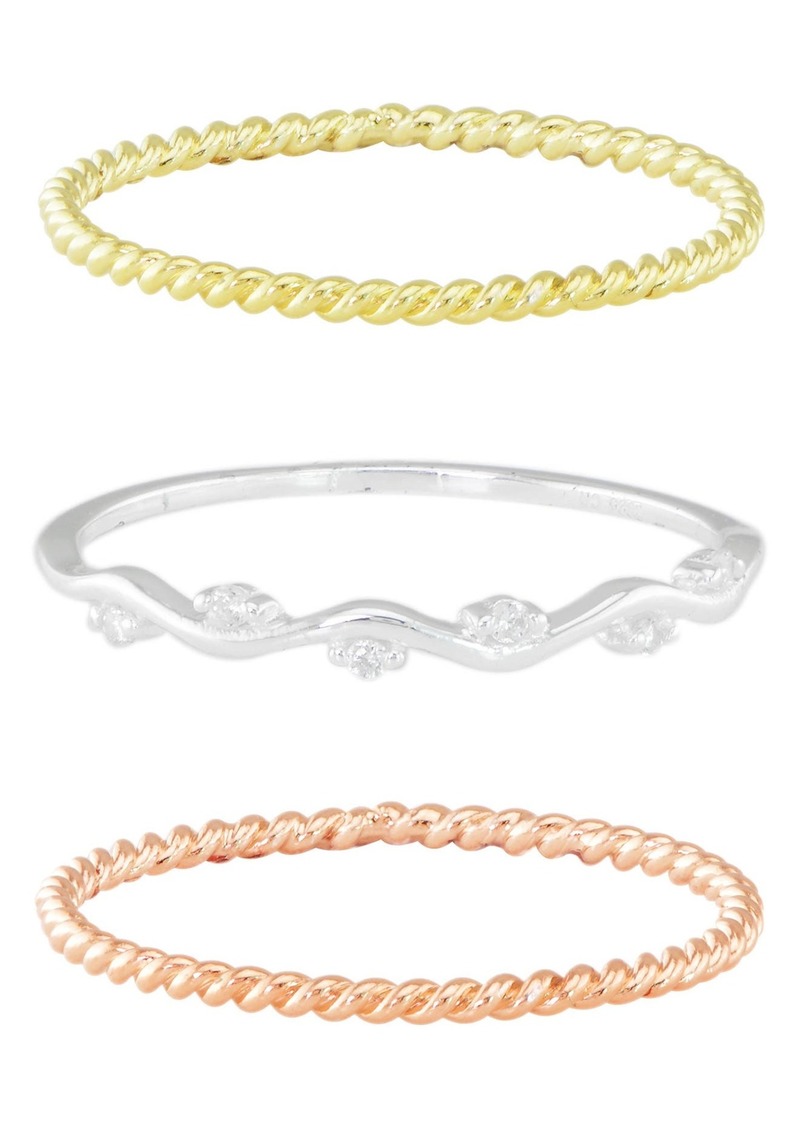 CANDELA JEWELRY Twisted Stackable Ring - Set of 3 in Multi at Nordstrom Rack