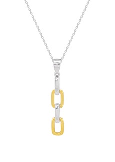 CANDELA JEWELRY Two-Tone Link Pendant Necklace in Silver at Nordstrom Rack
