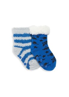 Capelli New York ​Baby&#8217;s 2-Pack Spaced Out Faux Fur & Knit Socks