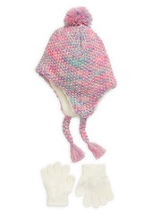 Capelli New York Kids' Space Dye Fleece Lined Cap & Glove Set (Little Girl & Big Girl)