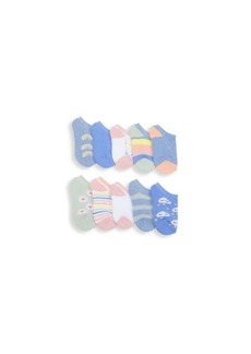 Capelli New York ​Little Girl’s 10-Pair Rainbow No-Show Socks