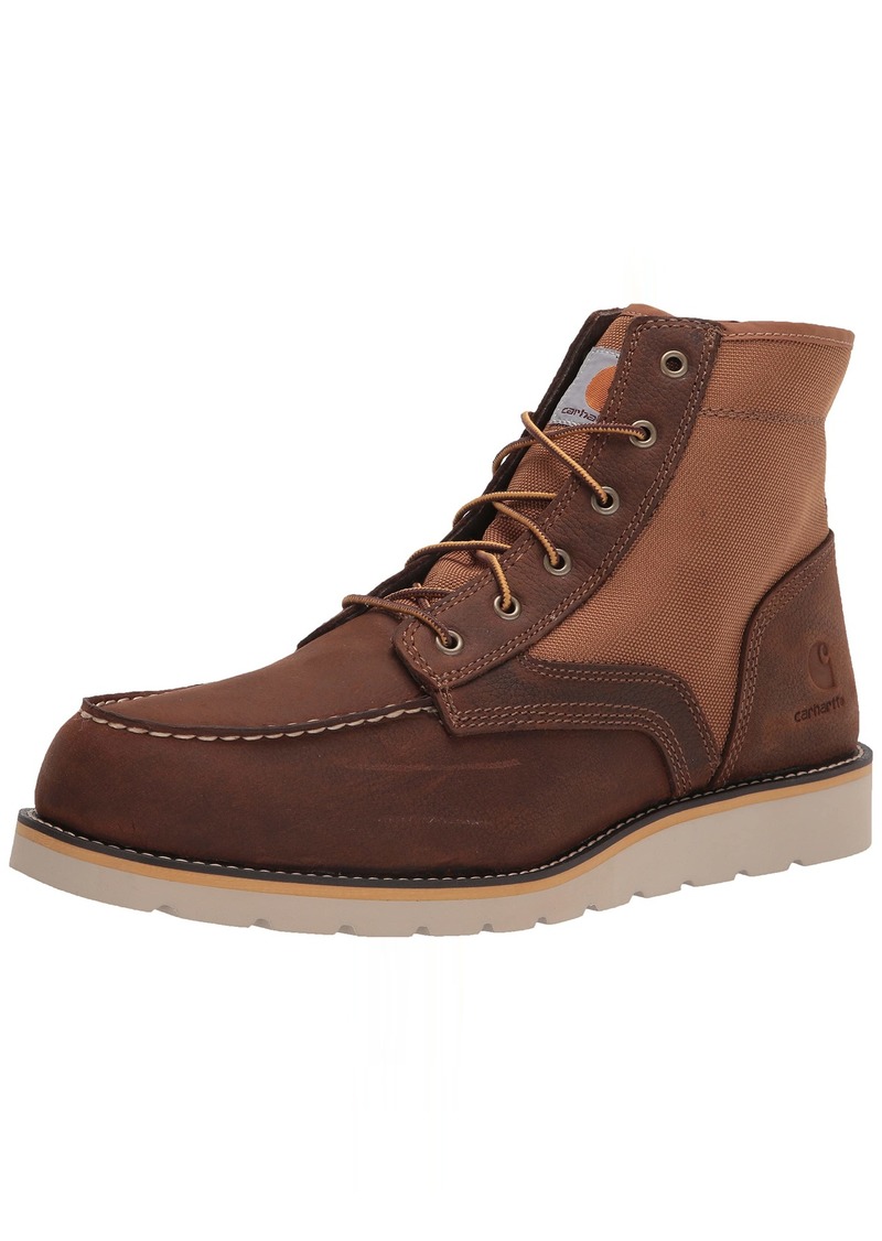 Carhartt Men's 6" Moc Toe Wedge Boot FW6035-M Ankle Brown Leather & TAN Duck