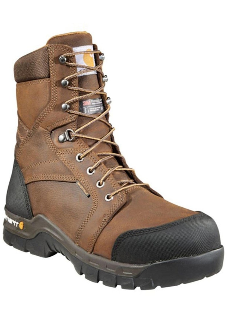 Carhartt mens 8" Rugged Flex Insulated Waterproof Breathable Safety Toe Leather Work Boot Cmf8389 Construction Shoe Brown  US