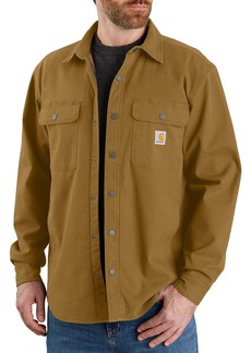 Carhartt Men's Canvas Fleece Lined Shirt Jacket, Small, Brown