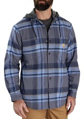 Carhartt Men's Flannel Hooded Shirt Jacket, Large, Navy Blue