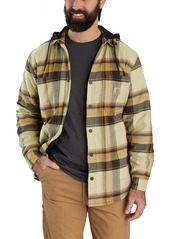 Carhartt Men's Flannel Hooded Shirt Jacket, Large, Navy Blue