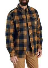 Carhartt Men's Flannel Sherpa Lined Shirt Jacket, Small, Brown