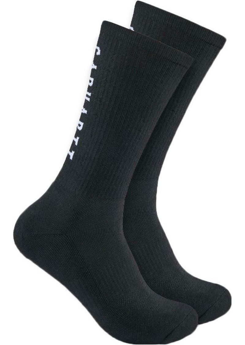 Carhartt Men's Force Midweight Logo Crew Socks - 3 Pack, Large, Black | Father's Day Gift Idea