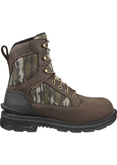 Carhartt Men's Ironwood 8” Mossy Oak Waterproof Soft Toe Work Boots, Size 8.5, Brown