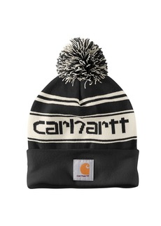 Carhartt Men's Knit Pom Cuffed Logo Beanie