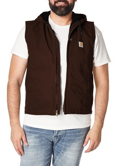 Carhartt mens Relaxed Fit Washed Duck Fleece-Lined Hooded Vest  Large Big Tall US