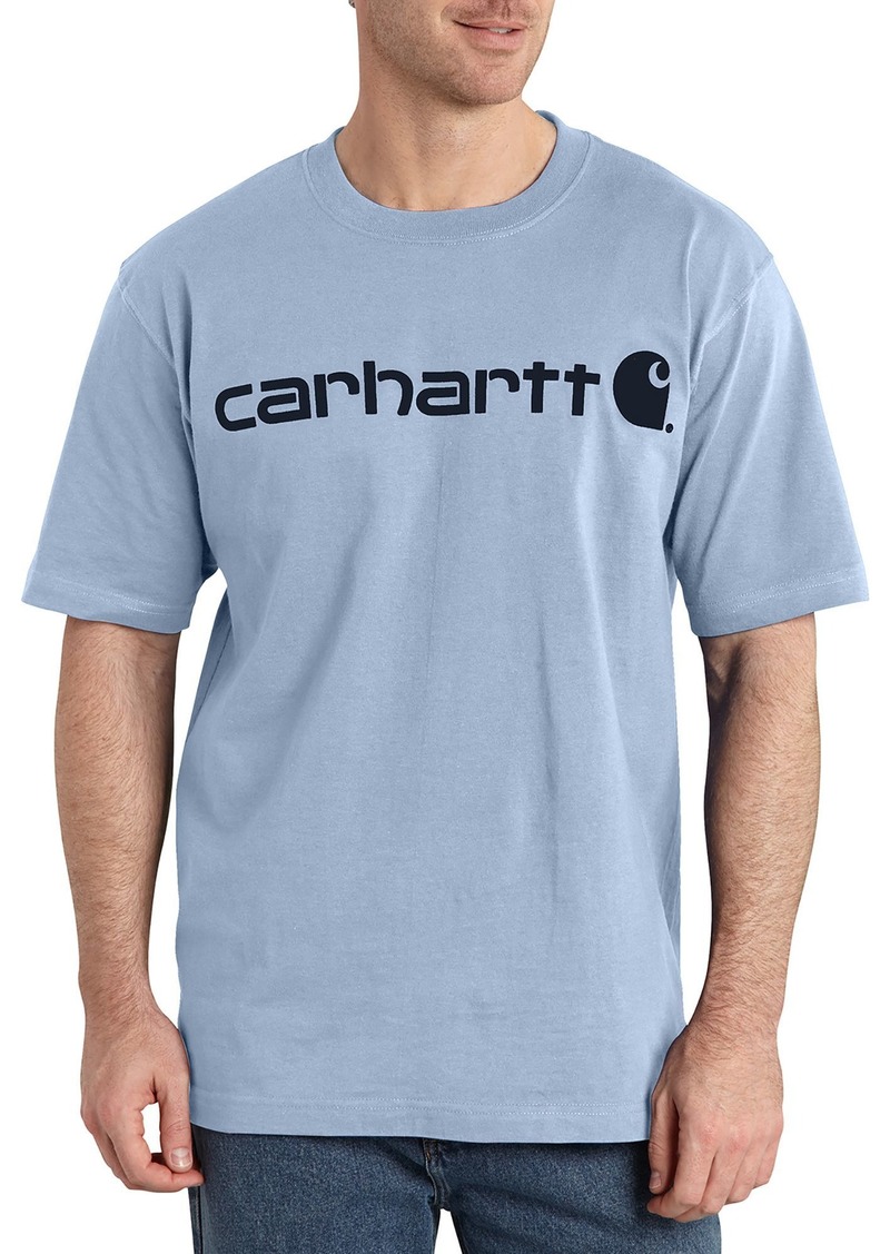 Carhartt Men's Loose Fit Heavyweight Short Sleeve Logo Graphic T-Shirt, XL, Blue