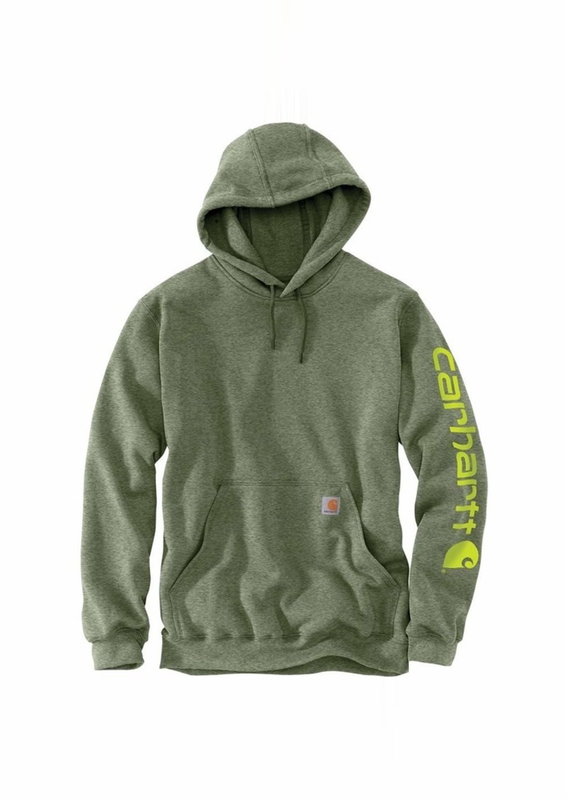 midweight camo sleeve logo hooded sweatshirt