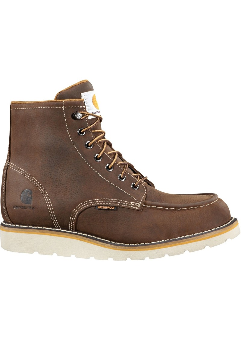 Carhartt Men's Moc Toe Wedge 6'' Waterproof Steel Toe Work Boots, Size 8, Brown