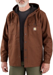 Carhartt Men's Rain Defender Relaxed Fit Heavyweight Hooded Shirt Jacket, Small, Brown