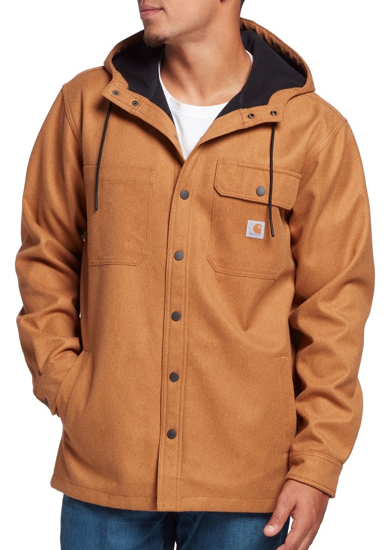 Carhartt Men's Rain Defender Relaxed Fit Heavyweight Hooded Shirt Jacket, Small, Brown