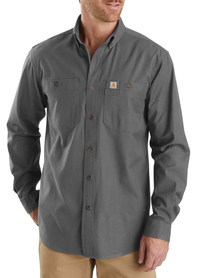 Carhartt Men's Rugged Flex Rigby LS Work Shirt, Large, Gray