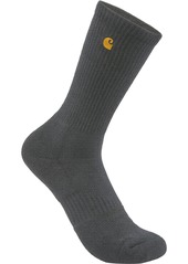 Carhartt Men's Solid Logo Crew Socks - 2 Pack, Medium, Black
