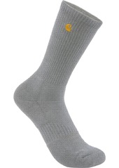 Carhartt Men's Solid Logo Crew Socks - 2 Pack, Medium, Black