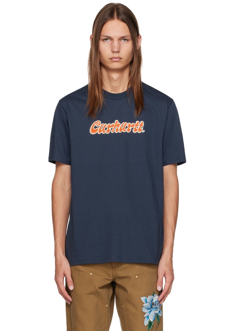 Carhartt Work In Progress Navy Liquid Script T-Shirt