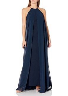 Carmen Marc Valvo Infusion Women's Crepe and Chiffon Halter Gown