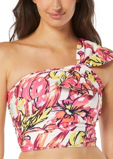 Carmen Marc Valvo Women's Convertible One-Shoulder Floral-Print Bikini Top - Pink