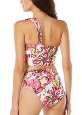 Carmen Marc Valvo Womens Convertible One Shoulder Floral Print Bikini Top Bottoms