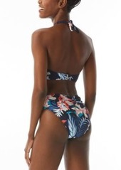 Carmen Marc Valvo Womens Printed Halter Bikini Top High Rise Bottoms