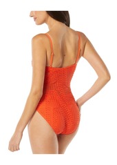 Carmen Marc Valvo Women's Scoop-Neck Cutout Swimsuit - Papaya