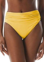 Carmen Marc Valvo Women's Shirred-Waist Bikini Bottoms - Saffron