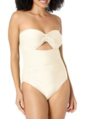 Carmen Marc Valvo Women's Standard Bandeau one Piece Swimsuit with Removable Cups