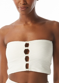 Carmen Marc Valvo Women's Textured Bandeau Bikini Crop Top - Ivory