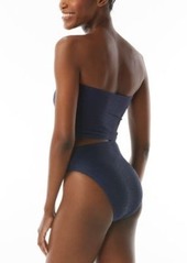 Carmen Marc Valvo Womens Textured Bandeau Bikini Crop Top Bottoms