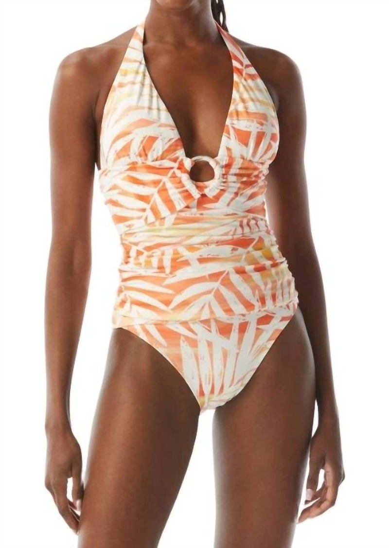 Carmen Marc Valvo Deep V-Neck Tankini Swim Top In Sunset Palm