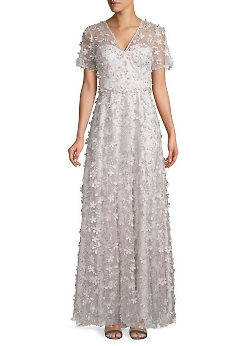 carmen marc valvo floral applique gown