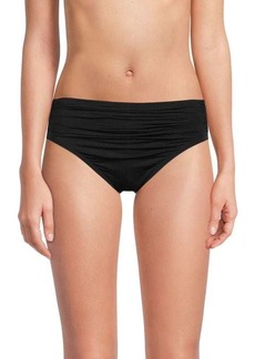 Carmen Marc Valvo Shirred Solid Bikini Bottom