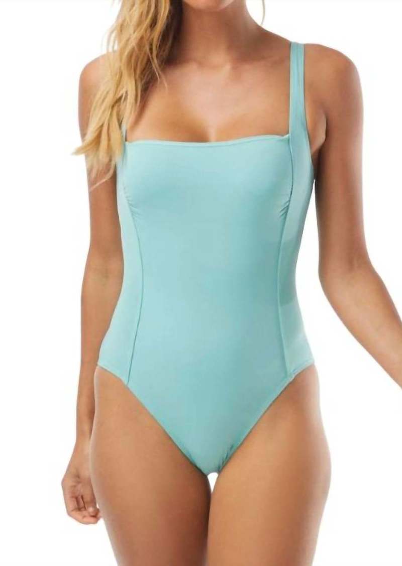 Carmen Marc Valvo Square Neck Twist Back One Piece Swimsuit In Pistachio